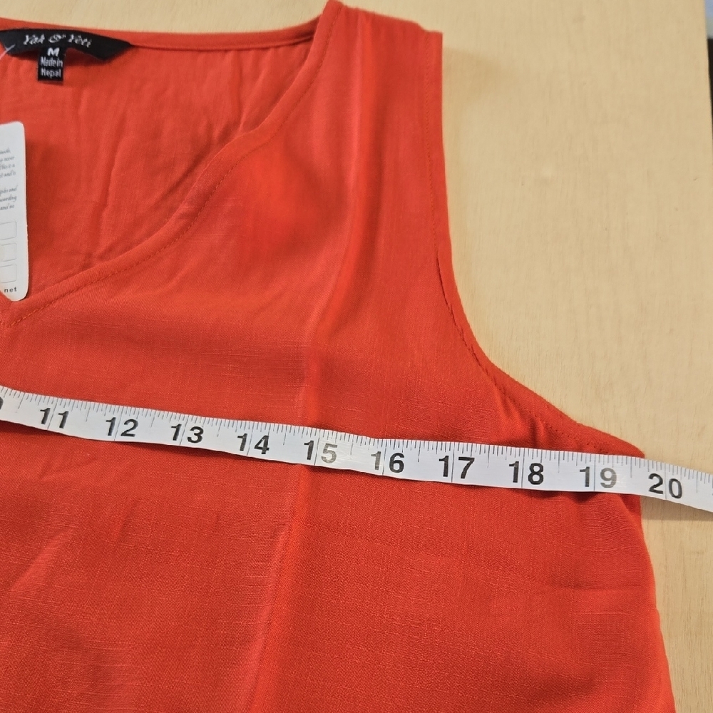 Yxxx NWT Yak & YETI Tiered Ruffled Colorblock Tank Top Sm Md Lg Coral Tan V-Neck - Picture 5 of 9